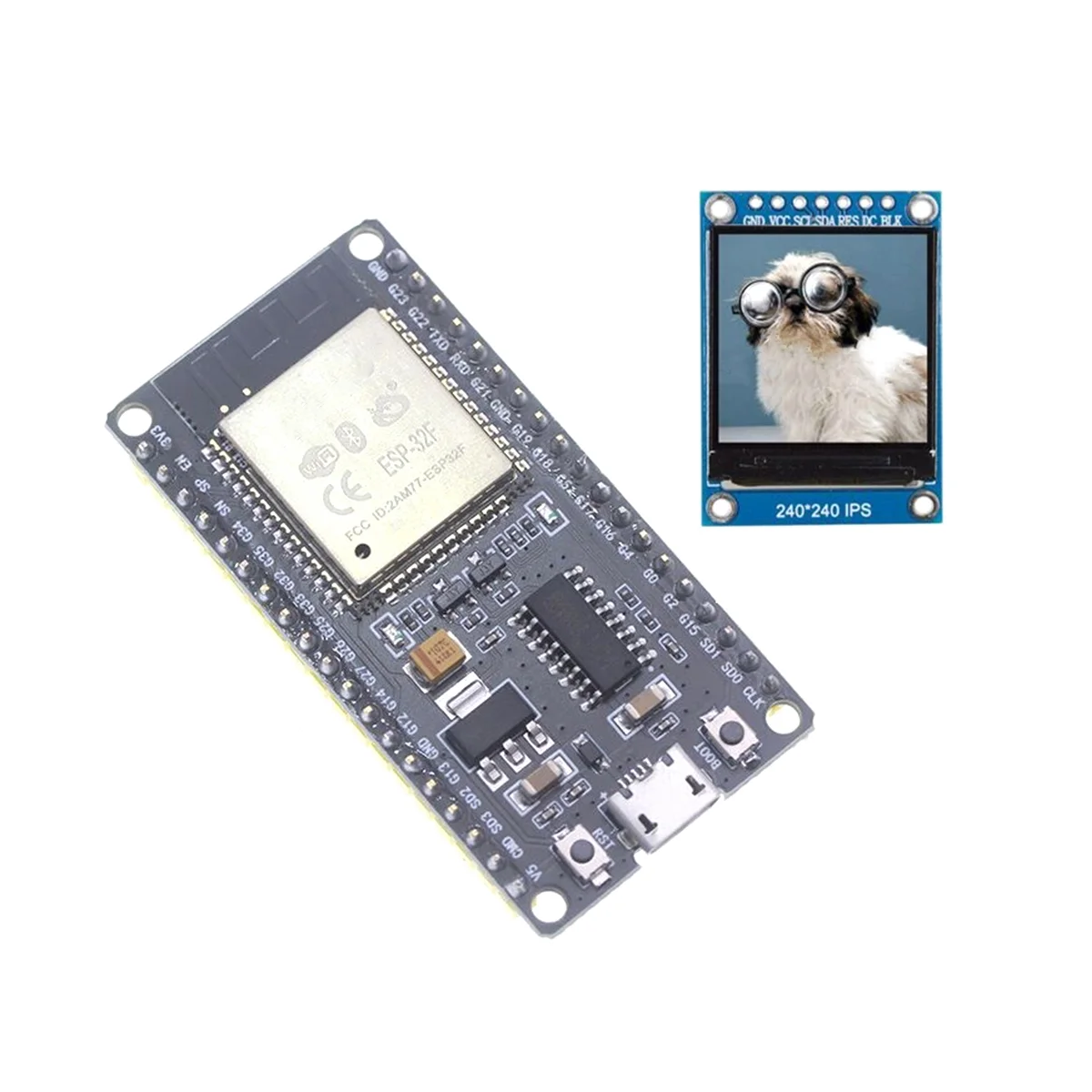 

ESP32F Module Development Board CH340 Driver Wireless WiFi Bluetooth Development Board with 1.3 Inch Color Screen