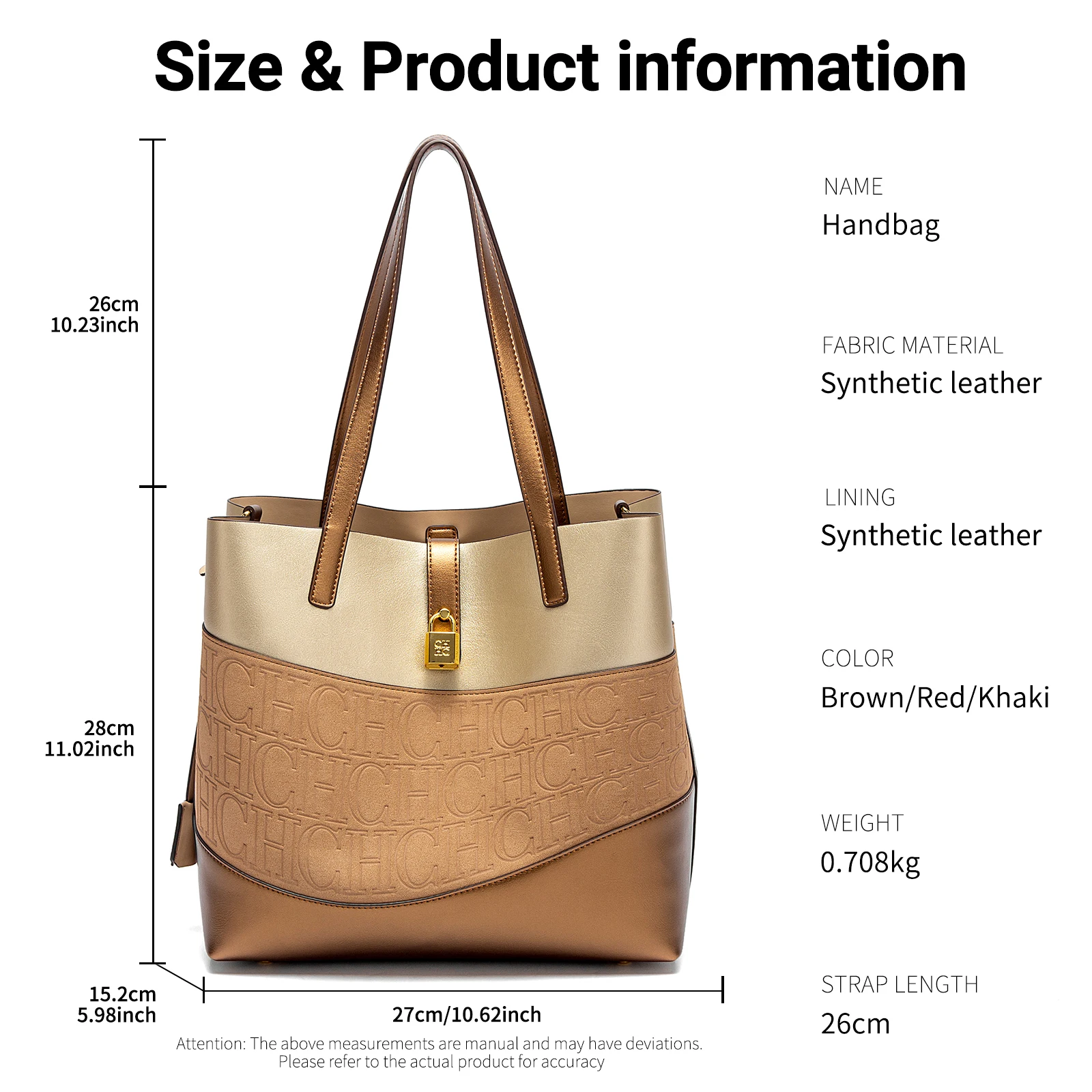 حقيبة حمل نسائية من CHCH، تتميز بسعة كبيرة وتصميم...