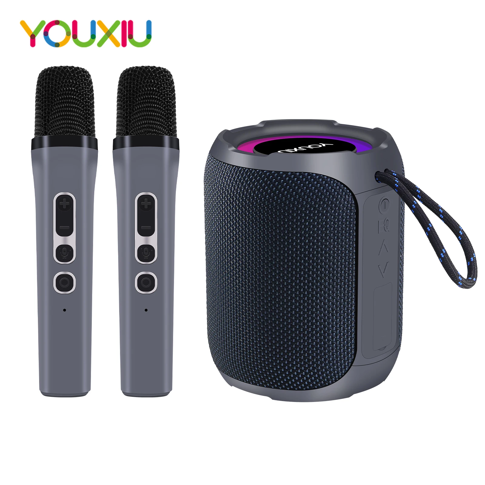 휴대용 블루투스 스피커, 360 도 스테레오 서브우퍼, IPX7 방수, 조명 듀얼..