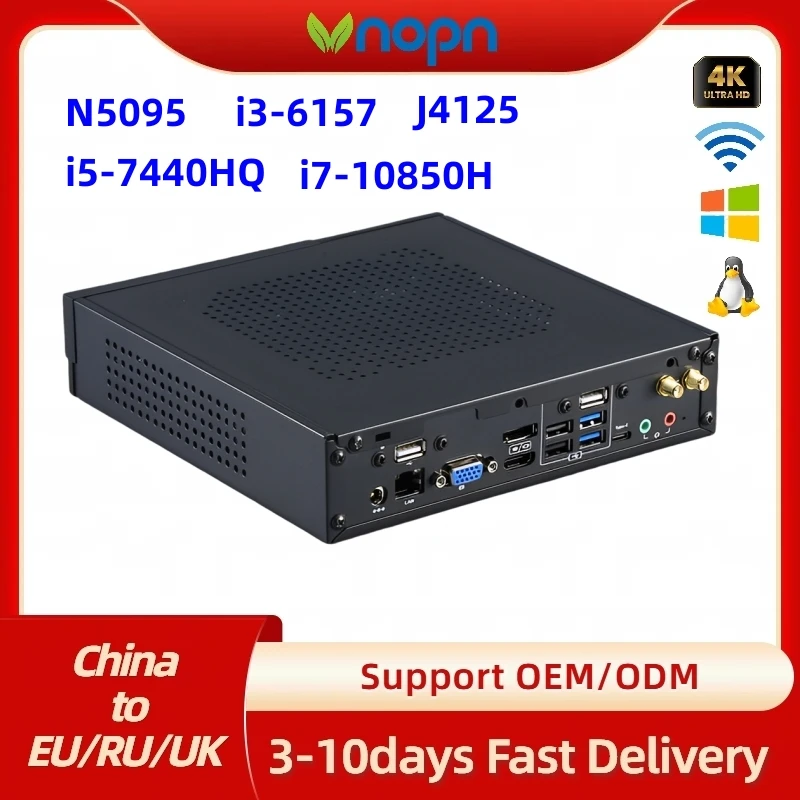 Vnopn Мини ПК N95/i5 7th/i7 10th 8 Гб 256 Гб WiFi DDR4 16 Гб SSD 500 Гб Windows 11 PRO двойной дисплей компьютер