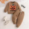 Toddler Newborn Infant Baby Boys Halloween Clothes Sets Embroidery Pumpkin Sweatshirt Pants Casual Outfits Tracksuit Clothing 1