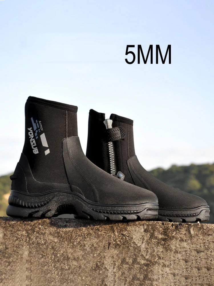 5MM Neoprene Diving Boots Adult High Top Thickened Anti-Puncture Underwater Hunting Fishing Beach Non-Slip Warm Diving Shoes