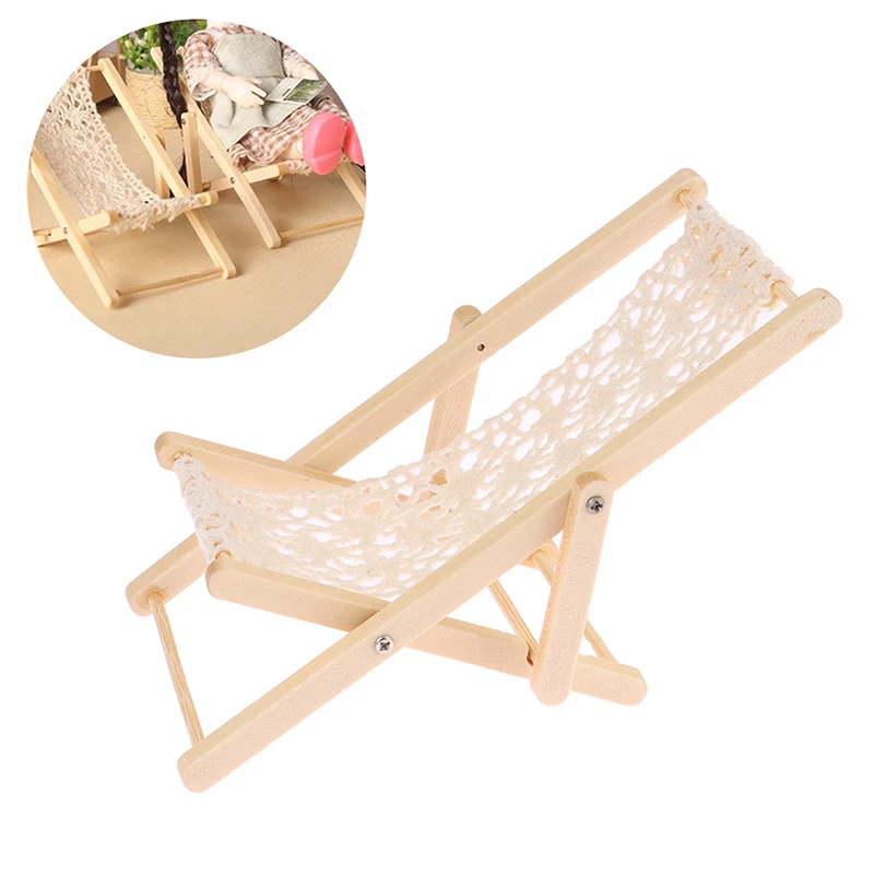 1/12 Dollhouse Foldable Deck Chair Dollhouse Lounge Deck Chair Model Doll House Mini Furniture Accessories 5