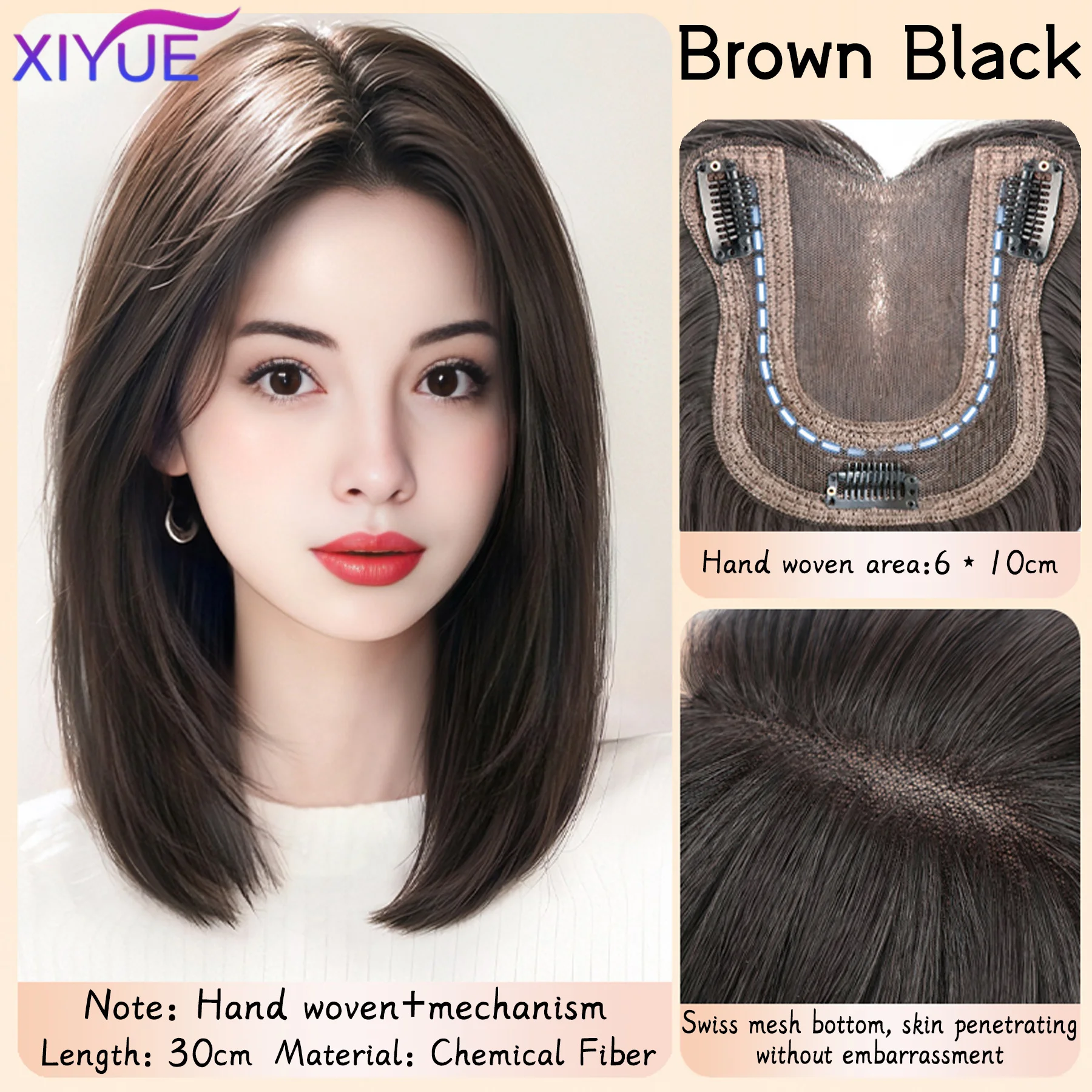 Synthetic Long Straight Layered Hair Wig Clip in Hair Extensions Natural Fluffy Head Top Fake Hair Piece with Bang Clip