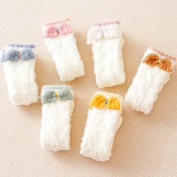 Kids Leg Warmers Baby Stockings Winter Fleece Floor Socks Coral Velvet Socks Leg Warmers Baby Knee Socks Baby Accessories 3