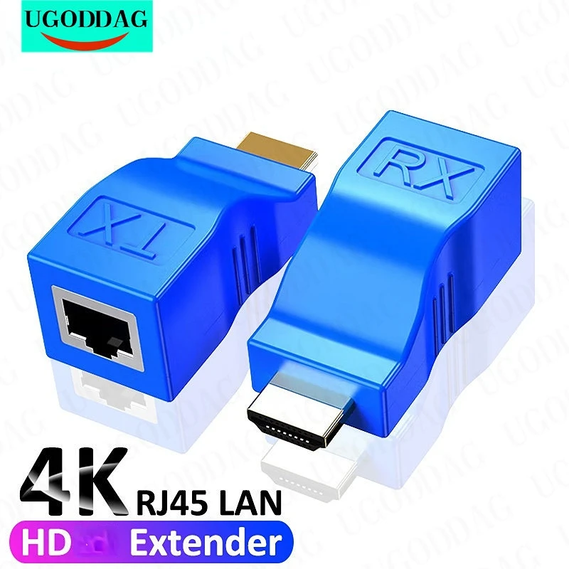 Hdmi-extensor Compatível ao Cabo Ethernet 30m da Extensão de Rede Rj45 Lan tx rx Cat5e Cat6 para Ps3 Hdtv Hdpc Dvd Stb 4k hd
