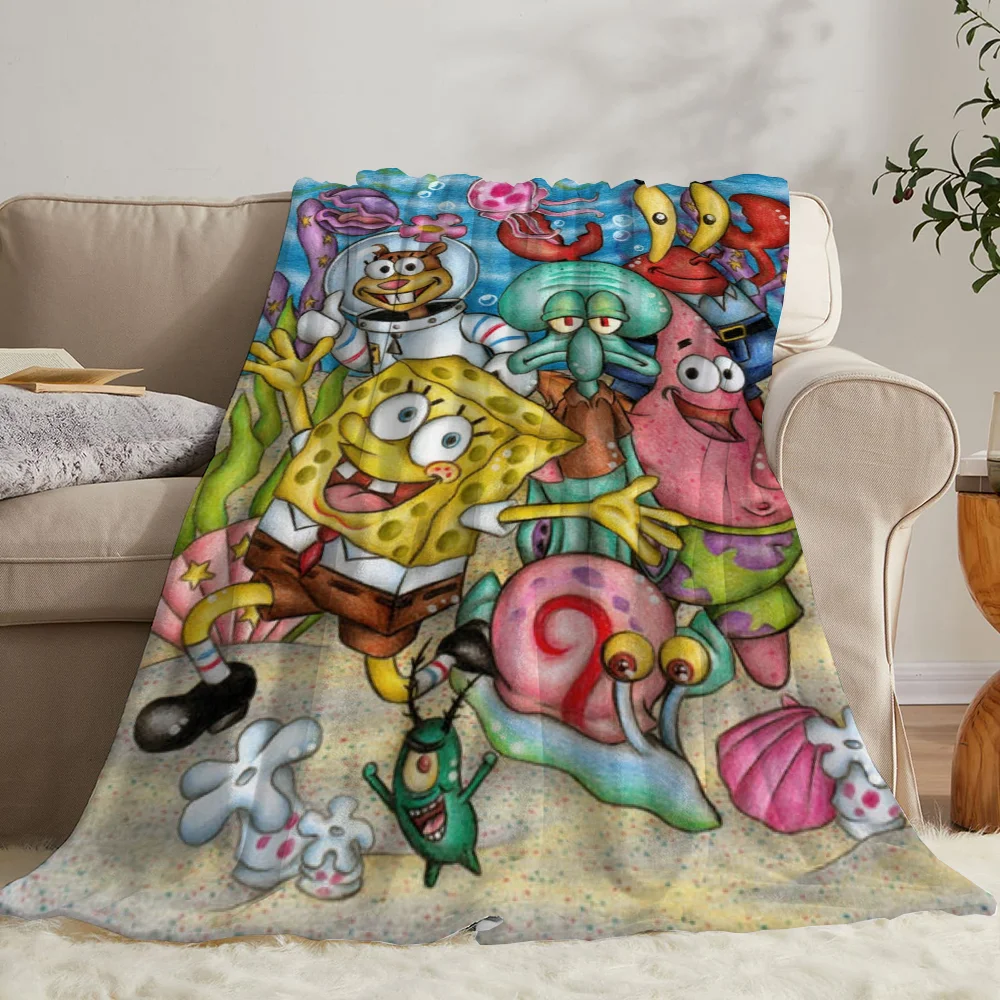 Bed Blankets for Decorative Sofa Blanket for Sofa Decoration S-SpongeBobS Thin Wadding Blanket Oversized 200x300 Fluffy Plaid 3