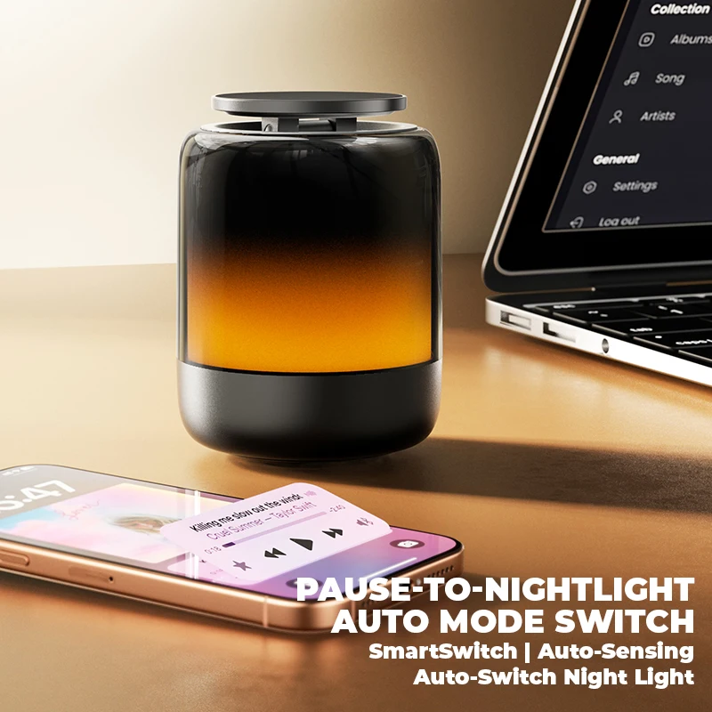 4 in 1 Desktop Magnetic Phone Holder & Bluetooth 5.3 Speaker & RGB Rhythmic Lamp & Radio 3D Stereoscopic Sound Smartphone Mount