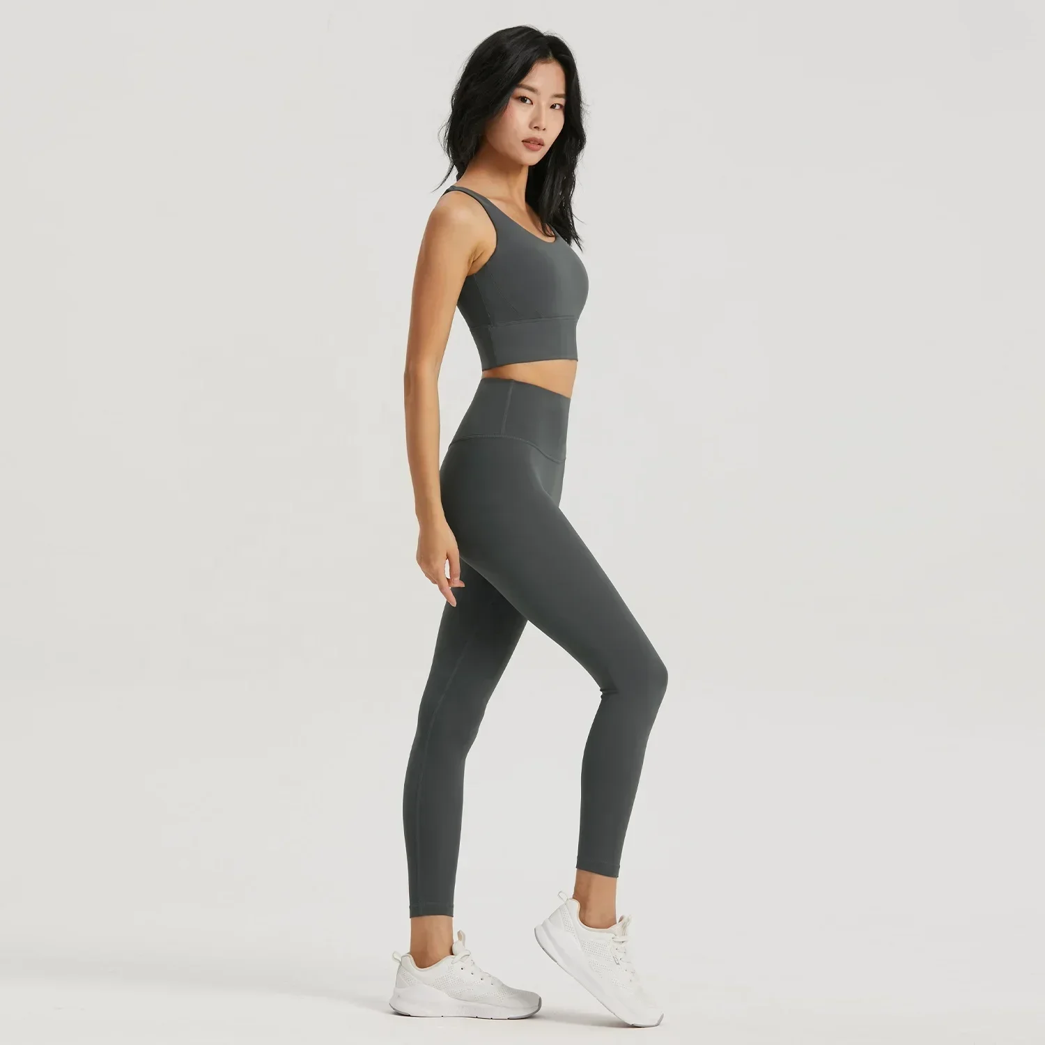 Seamless Yoga Set Women Lycra Gym Clothing Sports Bra Semi-Fixed Cups Workout Tops Anti Rolling Yoga Leggings with Pocket Tights 4
