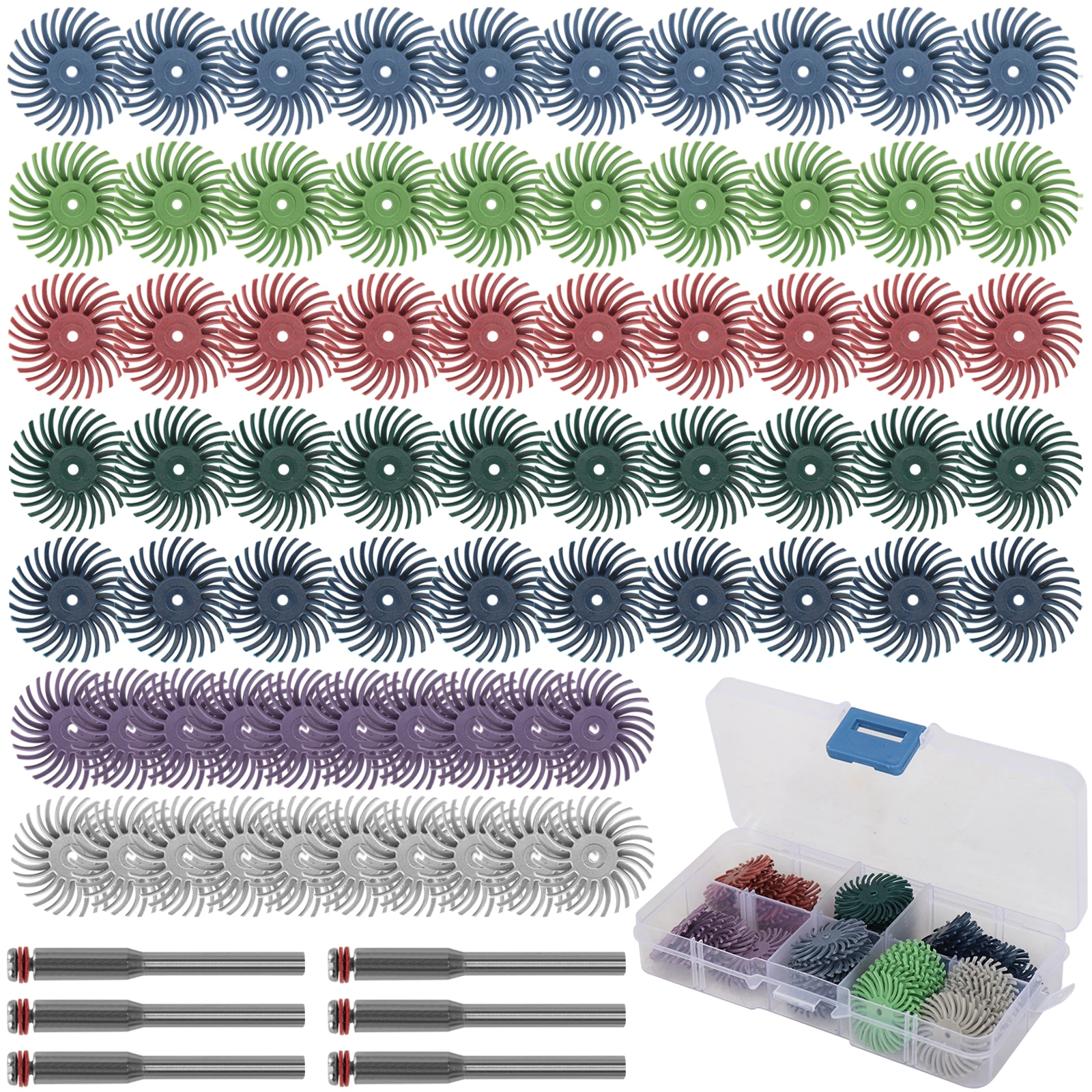 76pcs Radial Bristle Disc Kit Abrasive Brush 1/8" 3/2.35mm Shank Detail