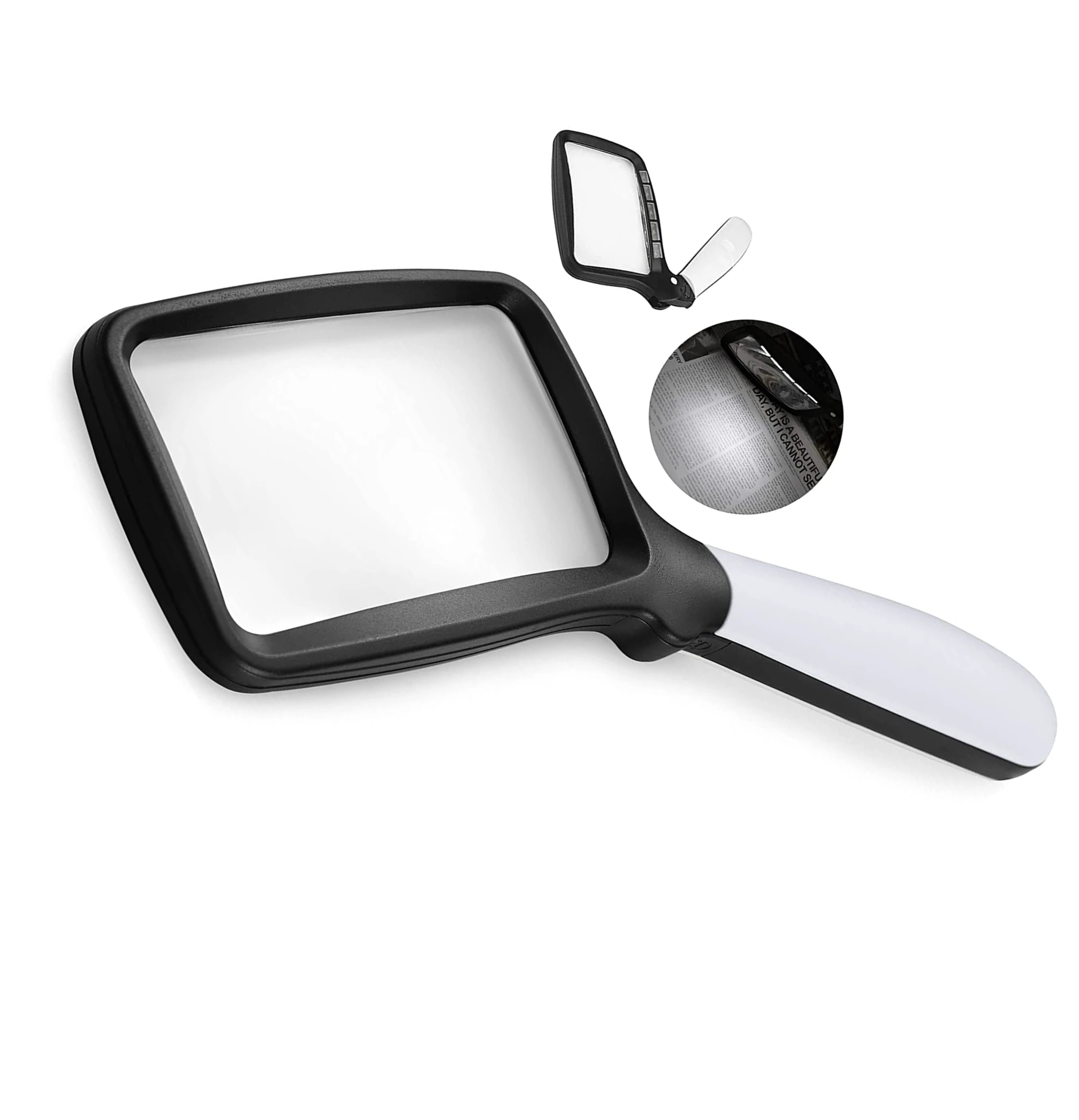 Led Folding Rectangle Magnifier Large Magnifying Glass Macular