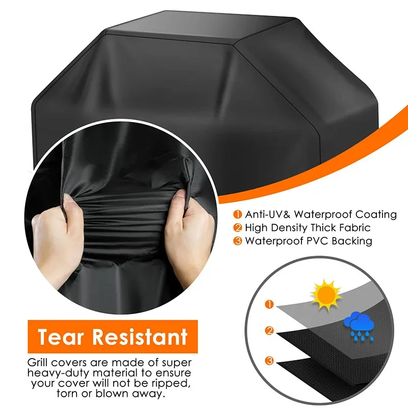 Oxford Cloth Outdoor BBQ Grill Cover Waterproof Oven Cover Garden Protective UV Resistant Heavy Duty Carbon BBQ