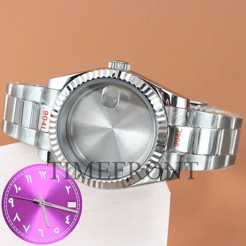 Silver/Black 36mm 39mm nh35 Watch Case with pink Sunburst Dial and Hands For Datejust NH35 NH36 Movement Waterproof Oyster Strap - Image 16