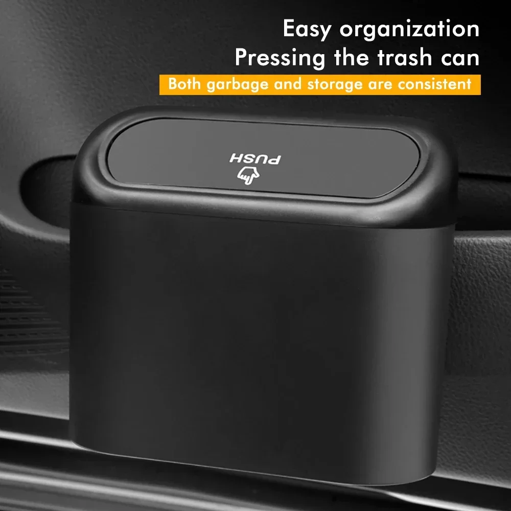 Car Trash Can Hanging Trash Bin ABS Pressing Hard Garbage Box With Lid Universal Multifunctional Folding Rear Row Organizer car storage bin