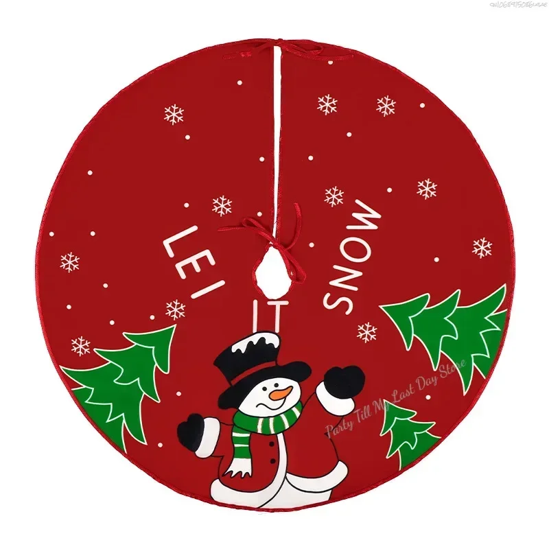 Christmas Tree Skirt 60Cm Red Christmas Tree Foot Cover Santa Claus Snowflake Carpet Base Mat Decorations