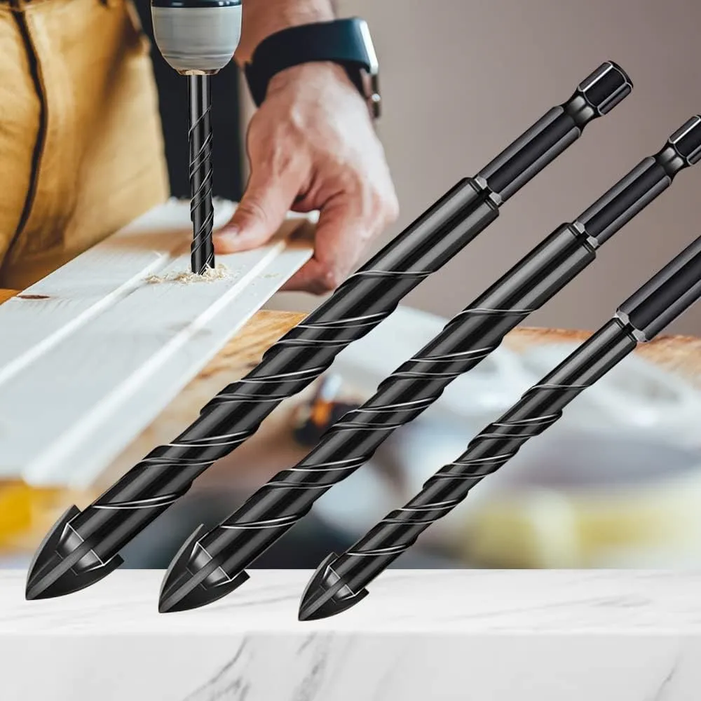 

3 4 5 6 8 10 12mm Cross Hex Tile Drill Bit for Glass Ceramic Concrete Hole Opener Brick Hard Alloy Triangle Bit WoodworkingTool