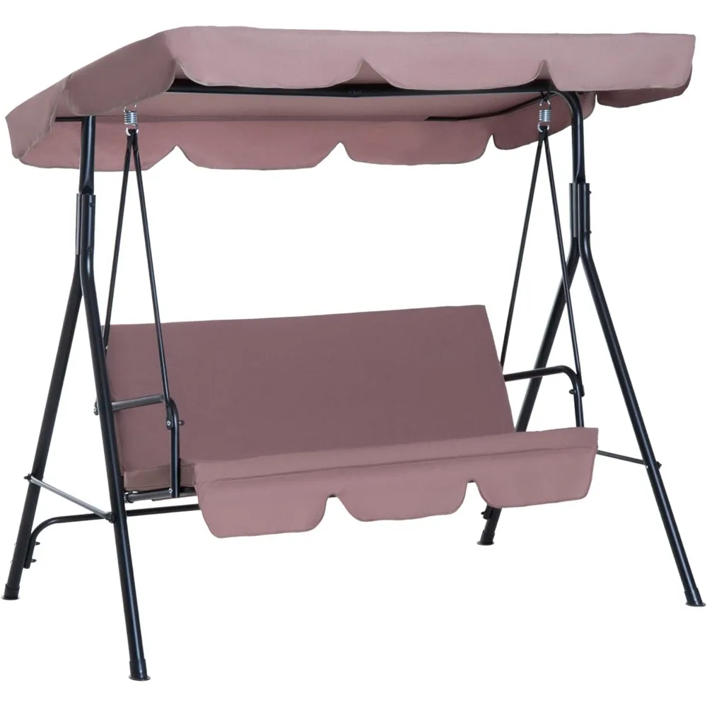 3 outdoor terrace swing chairs with removable cushions, steel frame brackets, and adjustable sloping roof, free of shipping 2