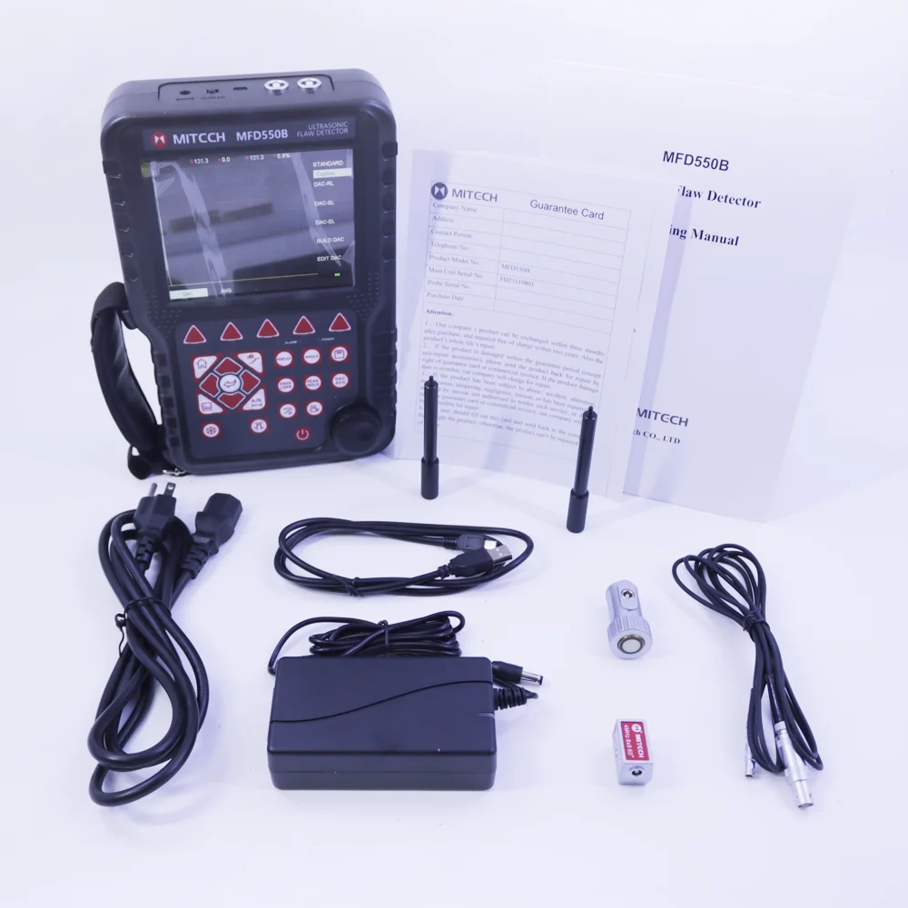 New Mitech MFD550B NDT Digital Ultrasonic Flaw Detector Range 0 to 10000mm with 4MHz Probe