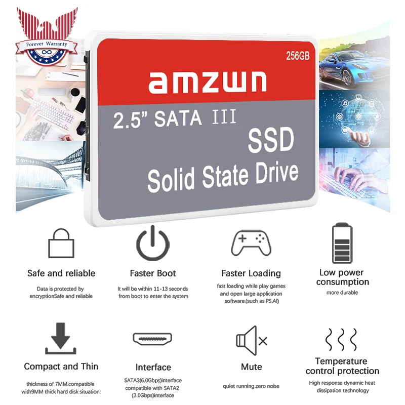 AMZWN ޴ SSD 2.5 ġ, Sata3 SSD, 128GB, 256GB, 512GB, 1TB HDD  HDD, ũž  Ʈ  ϵ ̺