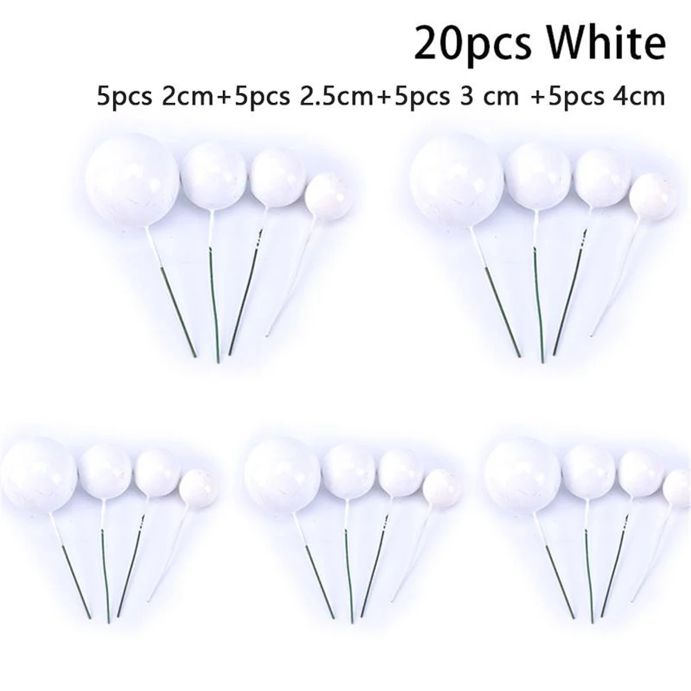 20 stücke Ball Für Kuchen Topper Geburtstag Neue 2/2,5/3/4 cm Weiß/gelb/schwarz/lila/rot Kuchen Topper Cupcake Topper Für Kuchen Dekor – Detail 8