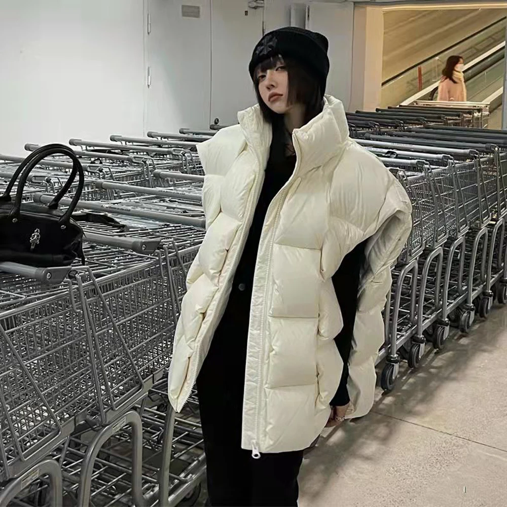 ジャケット・アウター Weather Cloth Oversized Down Vest Women's Oversized Sleeveless Zipper Button Puffer Vest