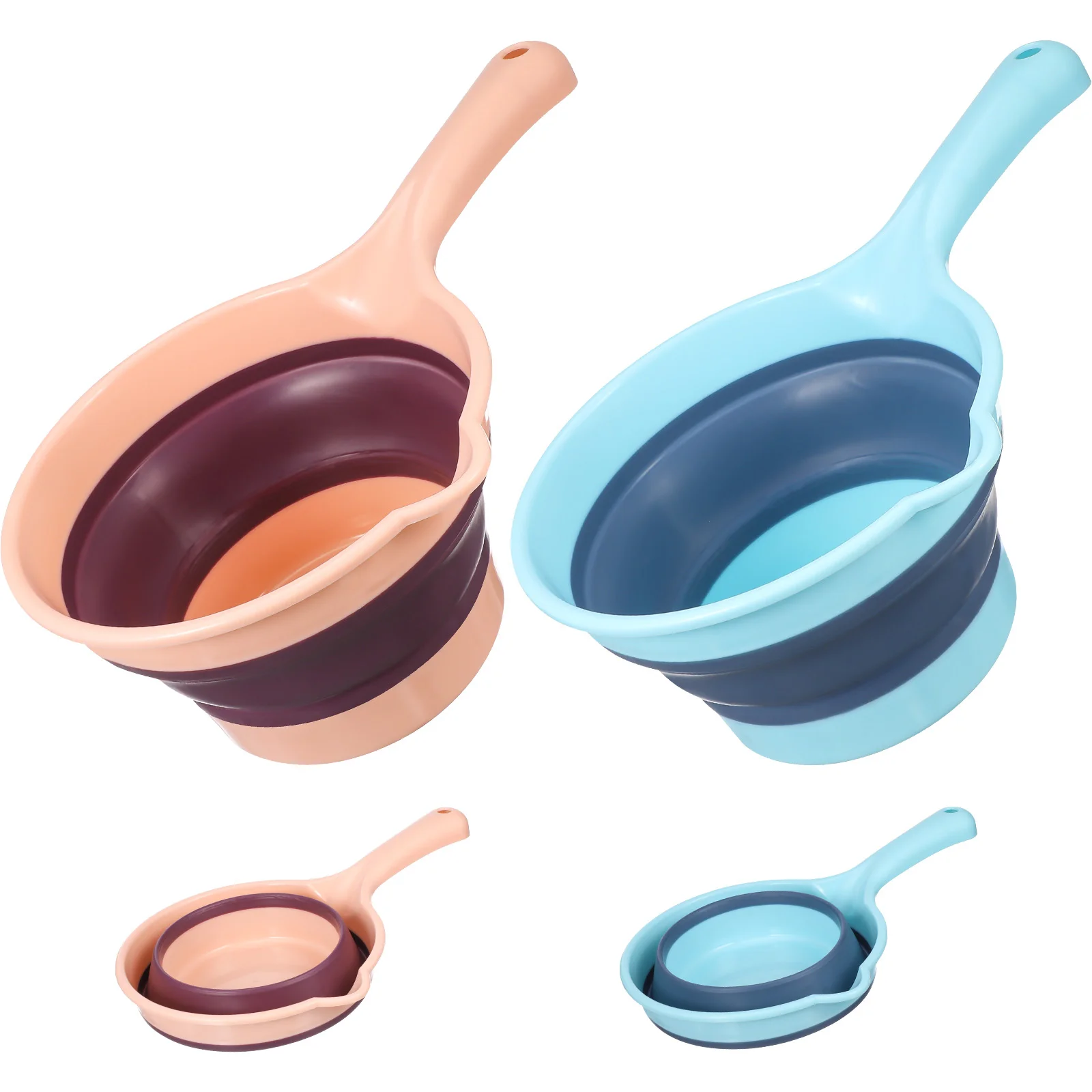 2 Pcs Rinse Folding Water Scoop Kids Bottles Ladle Spoon Cup Fitness Foldable Tub