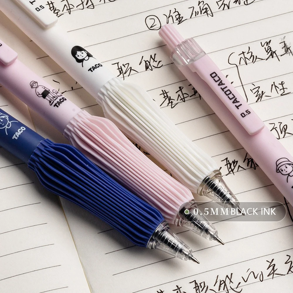 4 Pcs/Set Creative Soft Comfort Grip Gel Pen 0.5mm Needle Point Black Writing Pens for Office School Students Study Exam Supply