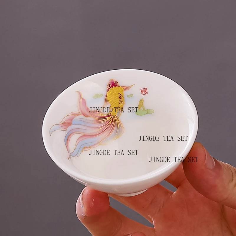 Sheep fat jade white porcelain small tea cup ceramic household tea cup brewing single tea bowl