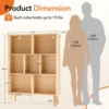 JHK 3 Tier Bookshelf Wooden 7 Cube Storage Organizer Display Bookcase Open Standing Shelf with Legs Graduated Shelves for Home