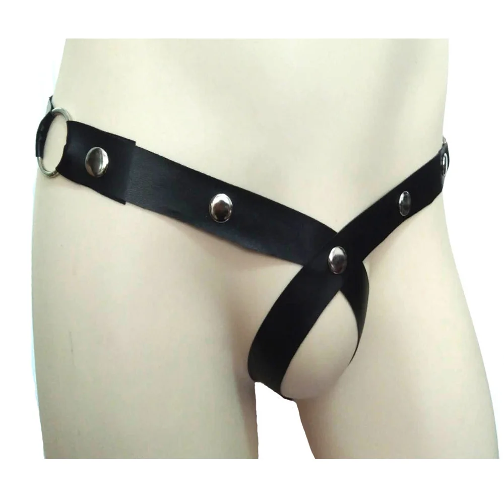 

Трусы-стринги Jockstrap, мужское кожаное нижнее белье для мужчин, кружевные ажурные трусы с низкой талией, нижнее белье, Клубная одежда, трусы с открытой спиной