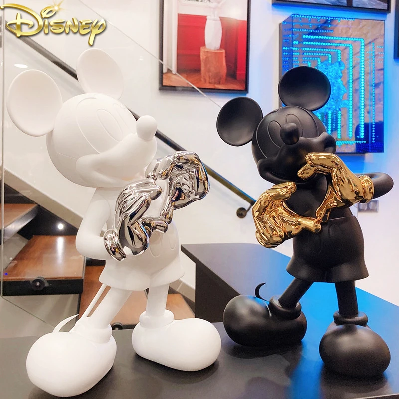 

Disney Cartoon Mickey Mouse 30cm Animation Model Resin Anime Doll Black Mickey Love Ornament Action Figure Toys For Children