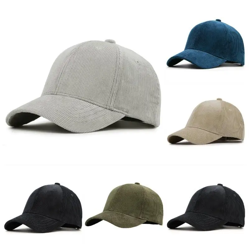 Cordmütze für Herren mit großem Kopfumfang, Baseballkappe für Herbst und Winter, Sonnenhut mit tiefem Schirm, schlichte Baseballkappe