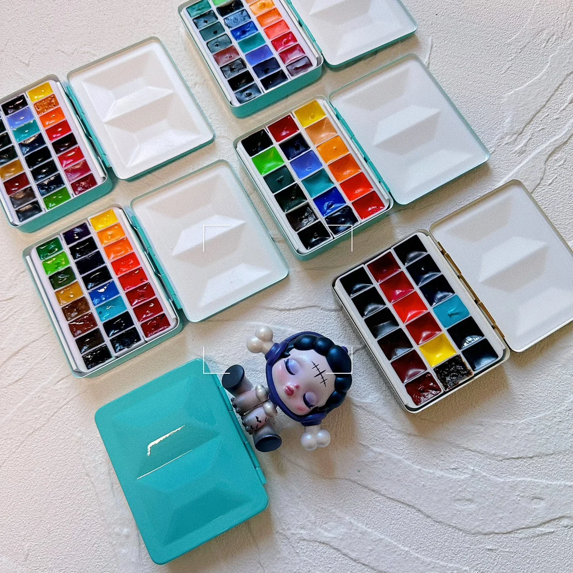 Empty Italian FOME heavy enamel paint box 12/24grids mini watercolor gouache artist  palette painting tools art supplies 5