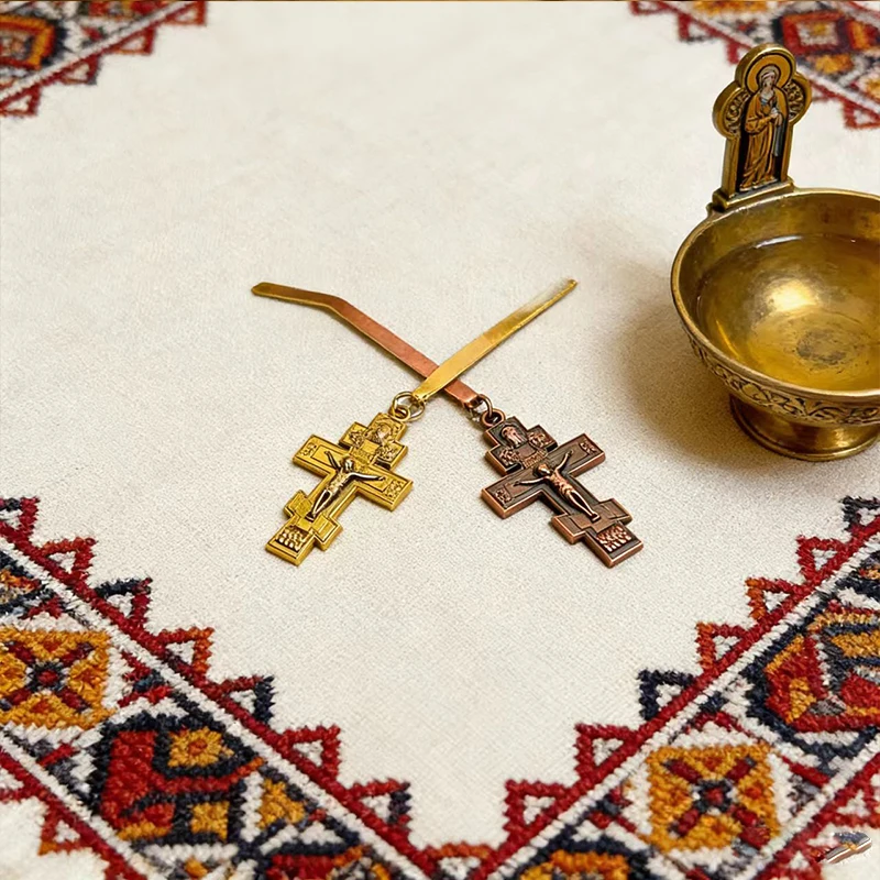 Neue 2026 Traditionelle Orthodoxe Kruzifix-Lesezeichen-Kollektion Gold & Antik-Kupfer Premium Christliches Geschenk für Bibelstudium & Gebet – Detail 11