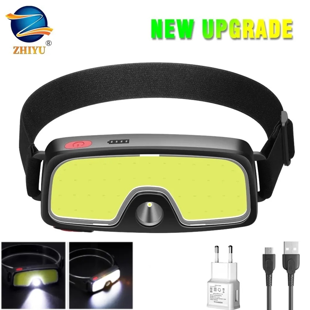 Светодиодный налобный фонарь ZHIYU COB со встроенным аккумулятором с зарядкой от USB