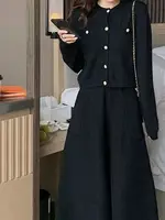 Autumn Winter Women's Mid-Length Knitted Pleated Skirt High Waist A-Line Long Skirt Loose Fuzzy Wool Skirt Double ket - Image 2