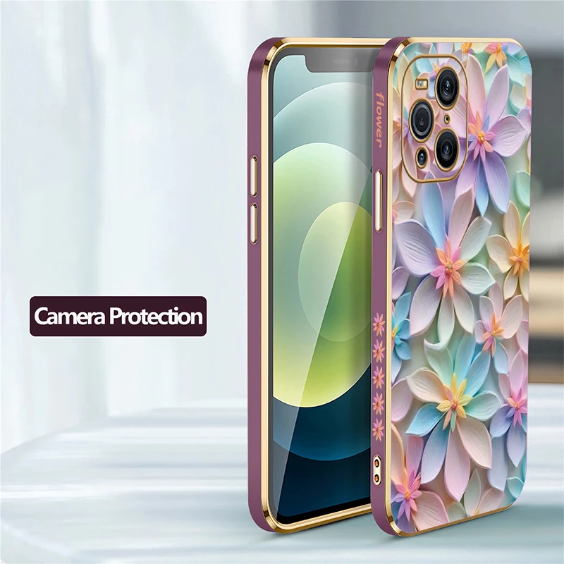 Colorful Flower Pattern Plating Shockproof Soft Silicone Case