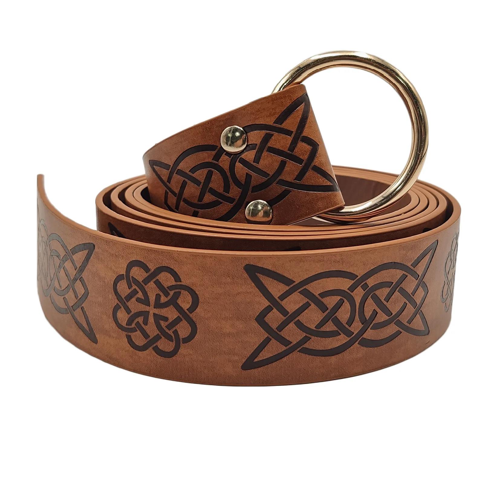 Viking Renaissance Belt Celtic Belt Men's Leather Medieval Waistband Adventure Warrior Embossed Cosplay Costume Accessories leather belt