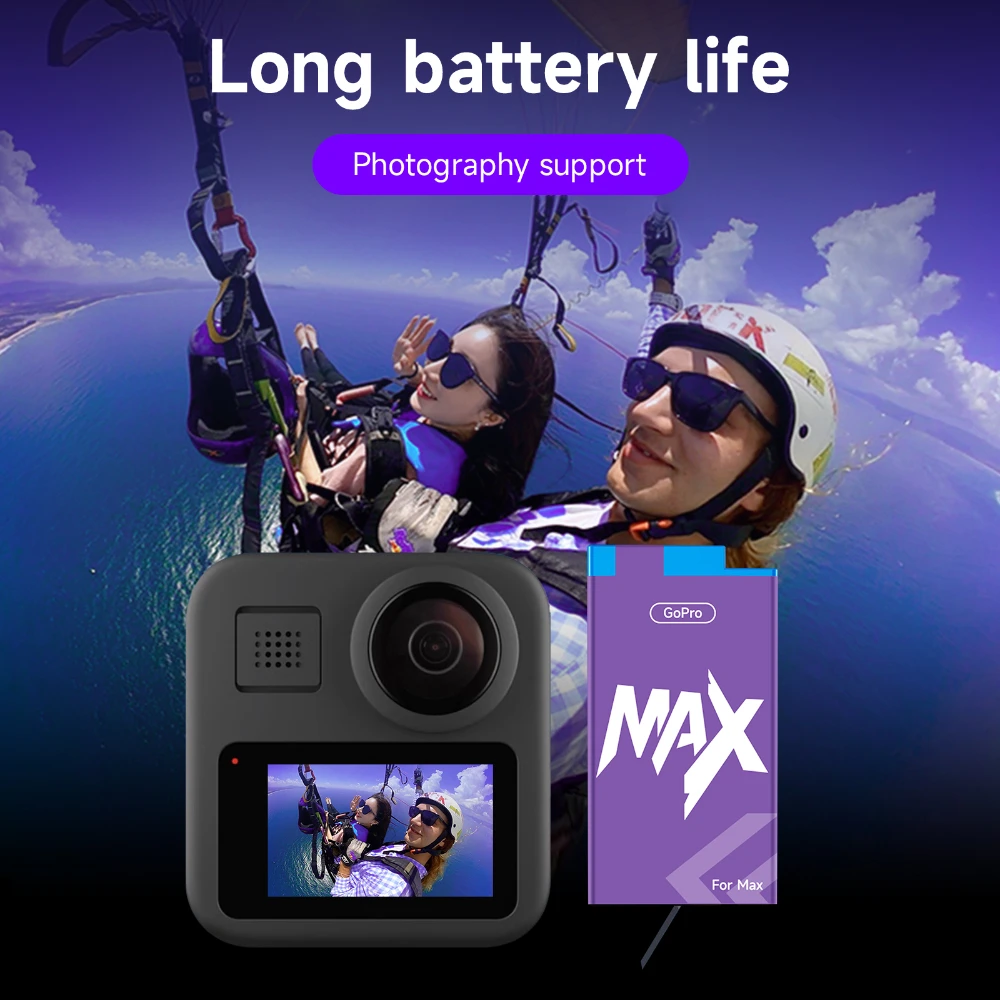 1860mAh Battery for Gopro Max Rechargeable Lithium Battery for Go
