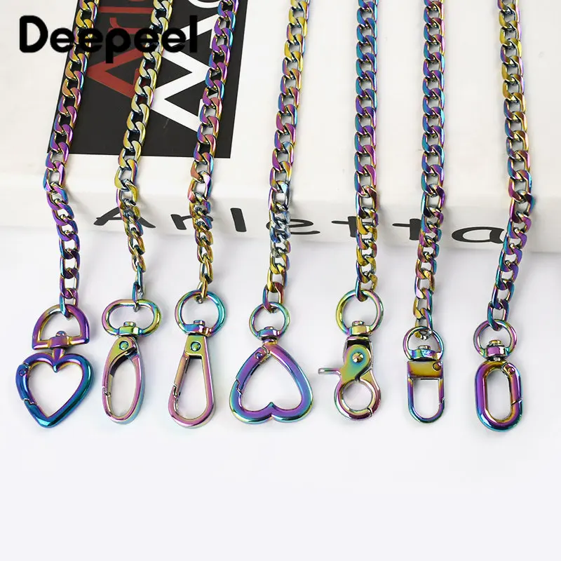 1Pc 90-130cm Metal Colored Bag Chain Handbag Crossbody Bags Hook Buckle Chains Shoulder Strap DIY Replacement Hardware Accessory