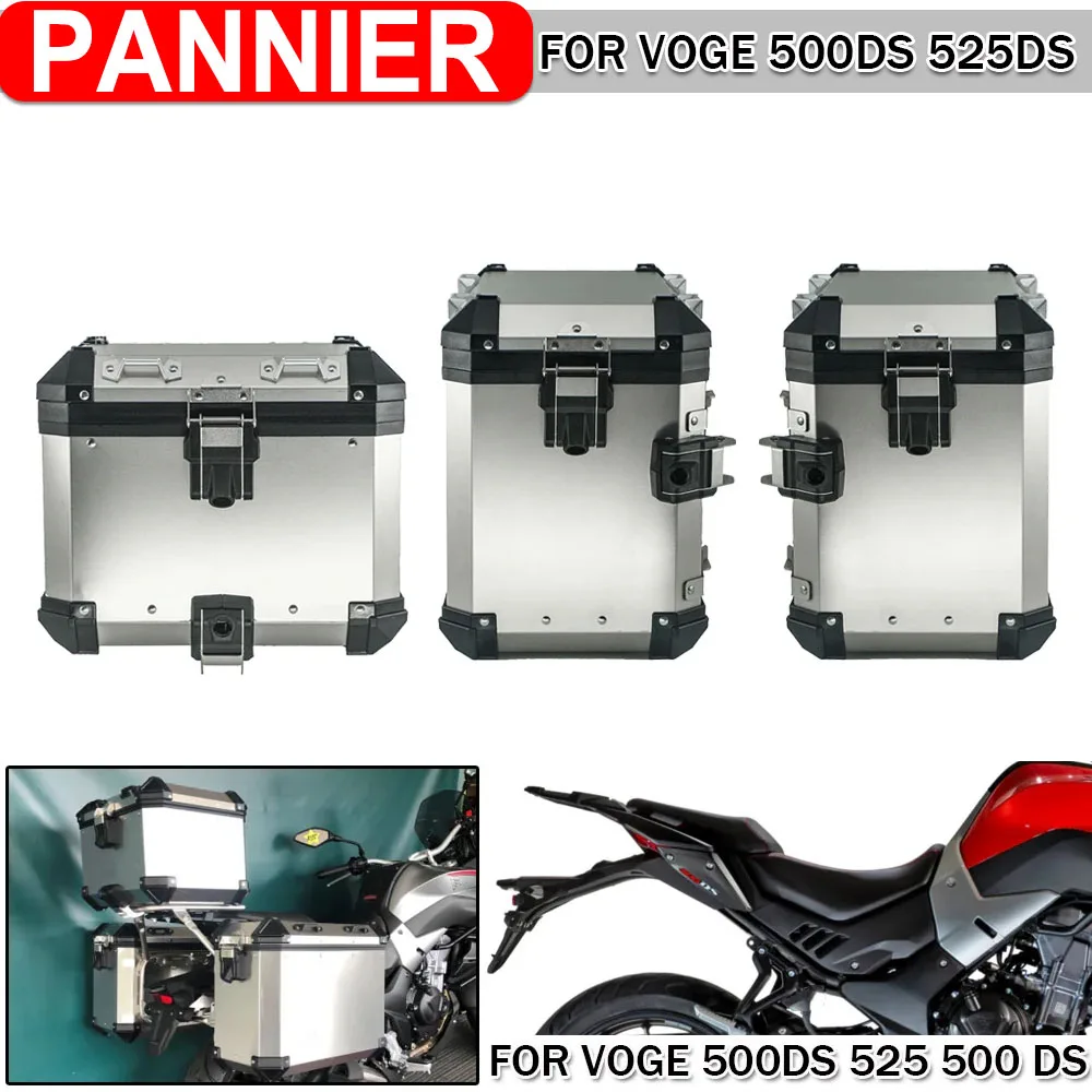 цена Motorcycle Aluminum Left Right Side Pannier Luggage Saddlebag Top Case Rear Box Rack Bracket With Lock For VOGE 500DS 525 DS 500