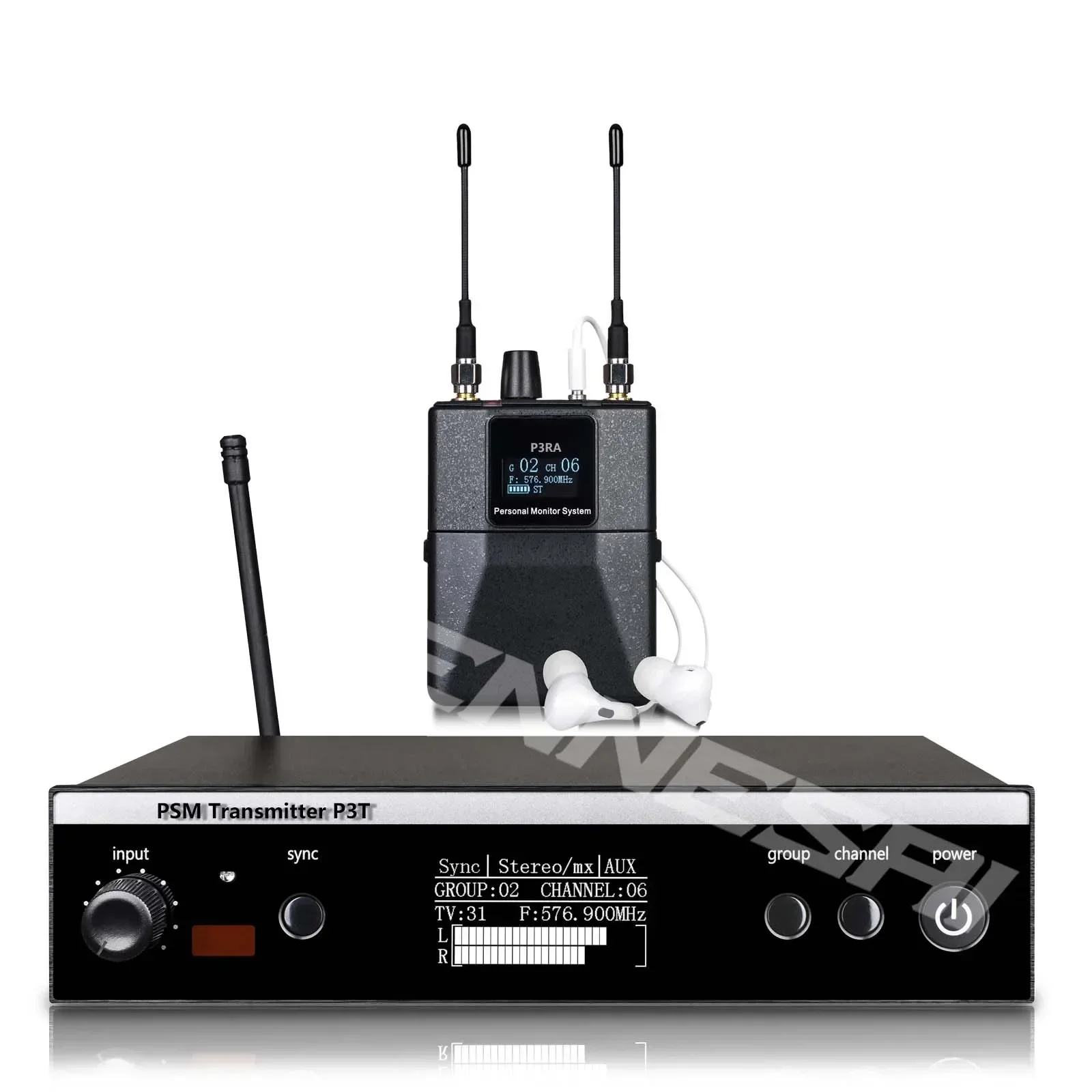 SENNESAI PSM300 스테레오 무선 UHF 인이어 모니터링 시스템, 밴드용, 500MHz, 100mW, 24 비트 디지털 DSP 프로세서 오디오