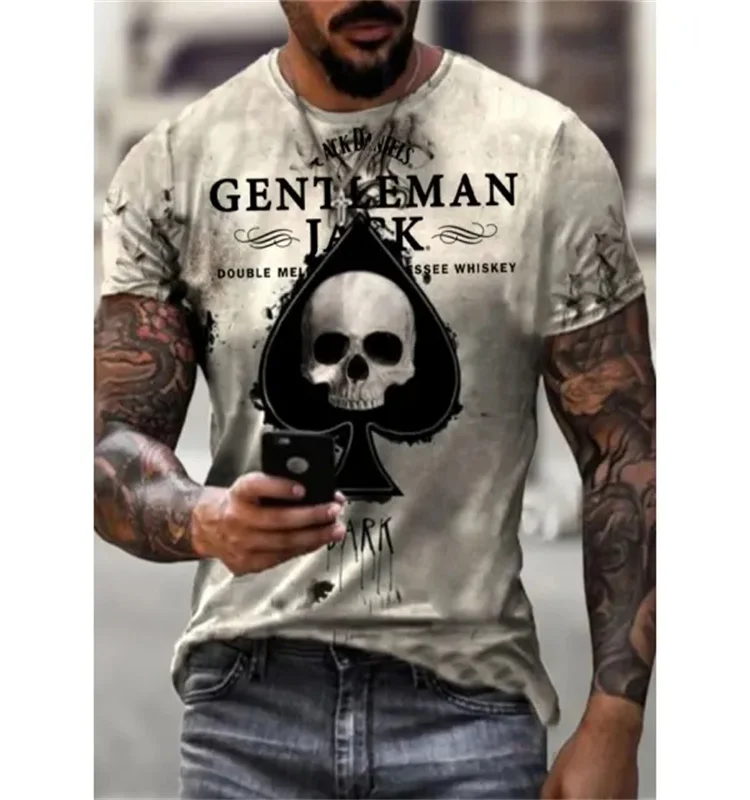 

Summer Skull Pattern Men's T-Shirt 3d Printed Men's Short-Sleeved Oversized T-Shirt Man Street Style Tee For Men Harajuku Hip Ho