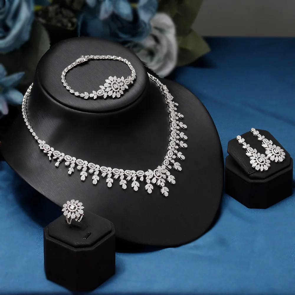 

JEWEL Fashion 4 PCS Women Fashion Jewelry Set For Wedding Engagement Cubic Zirconia High Quality Gift Beautiful Bridal Jewellery