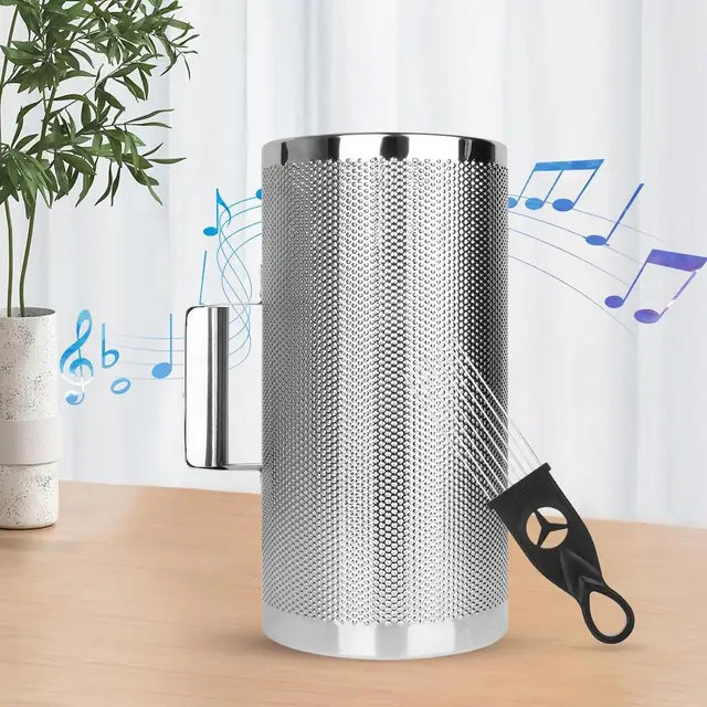 Orff Guiro In Metallo Con Raschietto - Strumento Percussione Latino, Acciaio Inox, Suono Chiaro, 30,5 Cm - Foto 2