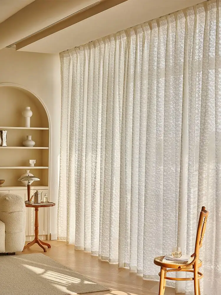 French Lace Blackout  Hollowed Out Balconies Bedrooms Homestays Hotels Translucent Living Rooms White Curtains 2