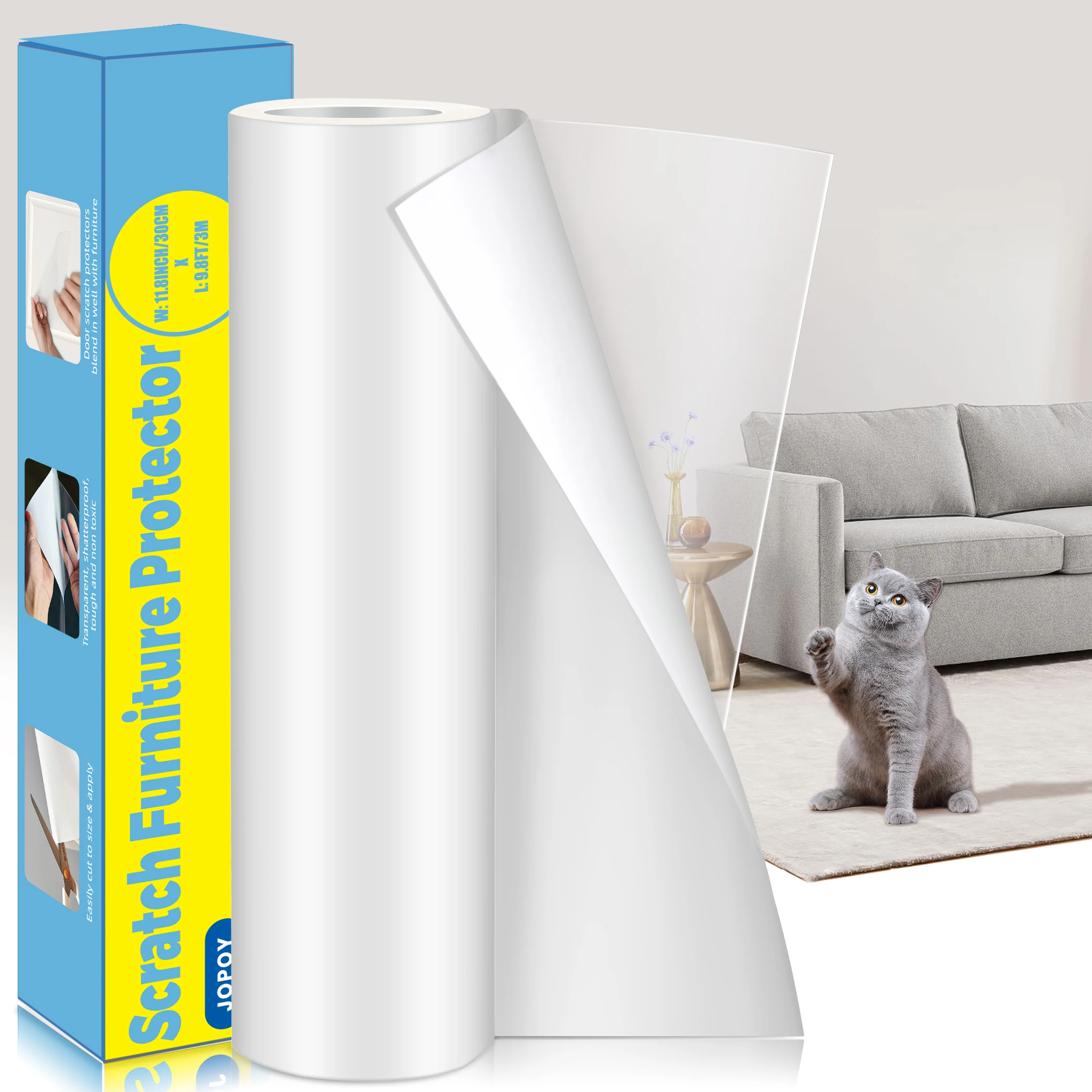 

Cat Scratch Deterrent Tape Furniture Protectors from Cats Transparent Self-Adhesive Pet Training Tape for Furniture Couch Door
