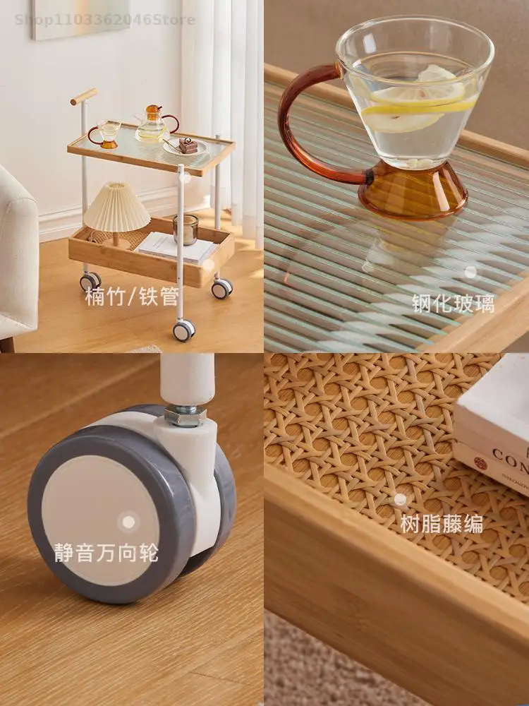 Mobile Side Table Living Room Sofa Coffee Table Simple Bedroom Bedside Cart Small Apartment Side Movable Cart
