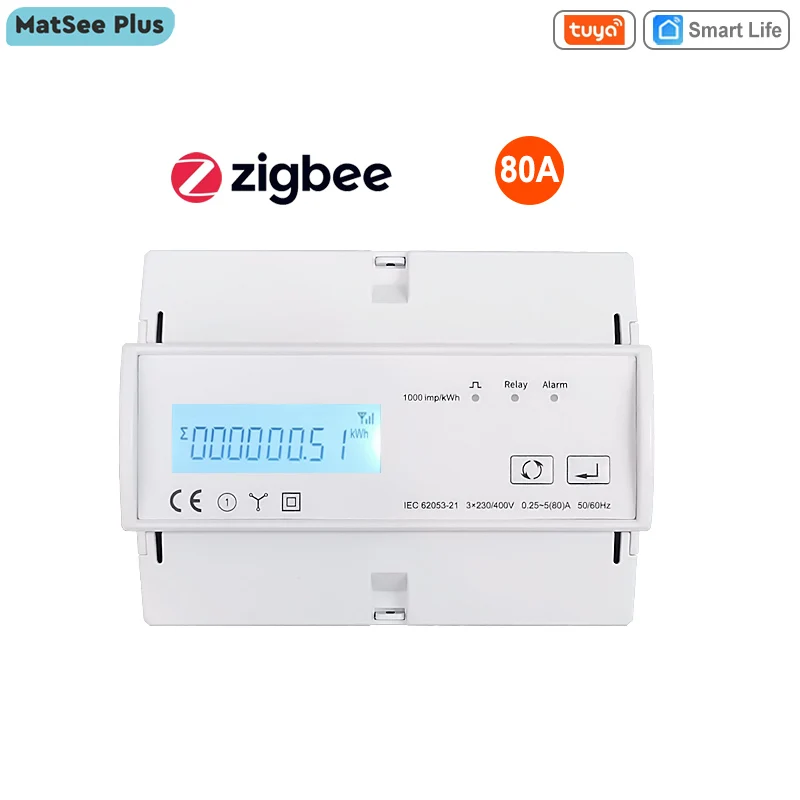 Tuya ZigBee 3 Phase Bidirectional Energy Meter KWh Energy Monitor