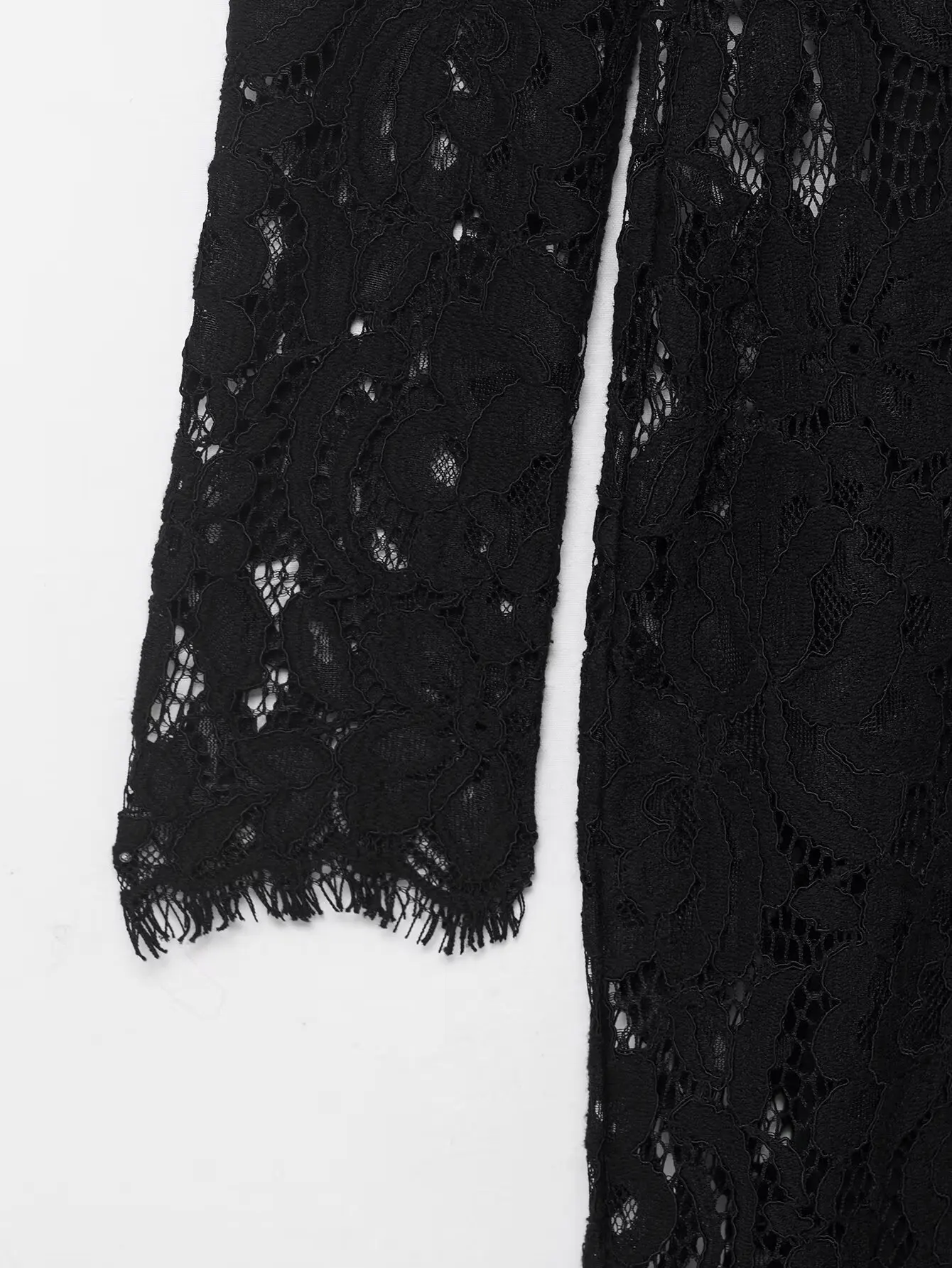 HH frauen Frühling Festival Mode Rundhals Einfache Spitze Midi Lange Kleid Weibliche Temperament Sexy Schlank Langarm Kleid Mujer – Detail 5